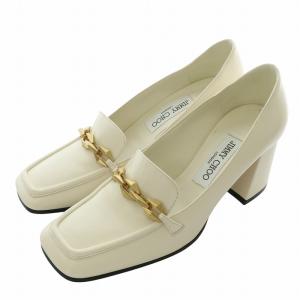 DIAMOND TILDA ローファー パンプス レザー スクエアトゥ チャンキーヒール チェーン ゴールド金具