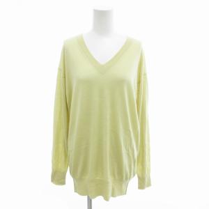 フィービー期 ニット セーター トリオンフ 刺繍 Vネック カシミヤ シルク混 長袖 L 黄 イエロー