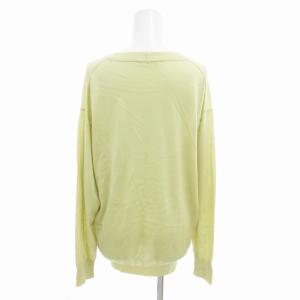 CELINE フィービー期 ニット セーター トリオンフ 刺繍 Vネック カシミヤ シルク混 長袖 L 黄 イエロー