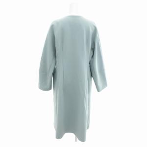 ADORE 美品 18AW ノーカラーコート ナイロン ロング丈 36 水色 ライトブルー 531-9152105