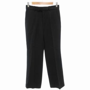 パンツ スラックス ストレート センタープレス 絹 シルク Gロゴボタン 38 黒 ブラック /FF GY19