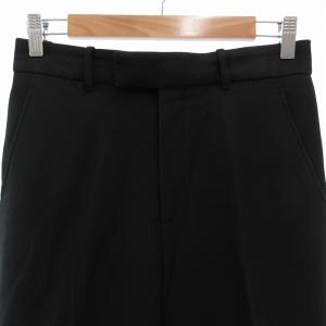 GUCCI パンツ スラックス ストレート センタープレス 絹 シルク Gロゴボタン 38 黒 ブラック /FF GY19