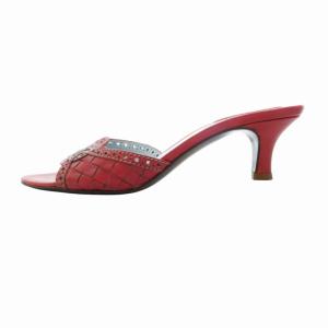 BOTTEGA VENETA ミュール サンダル シューズ ストラップ イントレチャート レザー 35.5 22.5cm 赤 レッド