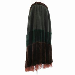 ETRO ベロアスカート レース シルク混 44 茶 ブラウン 緑 グリーン /JS GY19