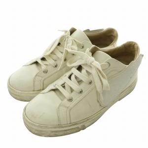 HERMES スニーカー レザー ローカット 翼 羽 ロゴ 41 26cm 白 ホワイト /XZ GY19