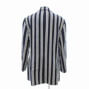 Christian Dior タグ付き ヴィンテージ テーラード ジャケット ブレザー ストライプ エンブレム ワッペン L 紺 ネイビー