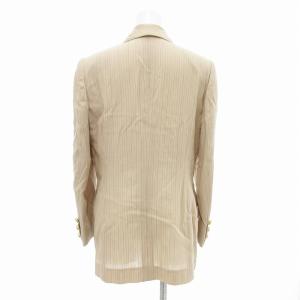 Christian Dior ヴィンテージ ジャケット ブレザー ストライプ 3B 金色ボタン ロゴ 9 ベージュ /JS GY19