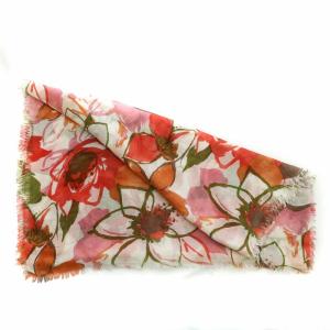 Loro Piana ストール カシミヤ シルク混 花柄 ピンク レッド