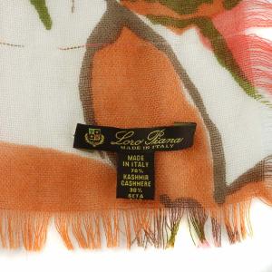 Loro Piana ストール カシミヤ シルク混 花柄 ピンク レッド