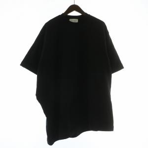 トレーナー スウェット 七分袖 裏起毛 クルーネック アシンメトリー ドルマンスリーブ S 黒 ブラック