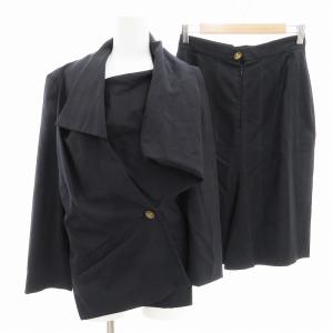 セットアップ 変形ジャケット タイトスカート 42 ネイビー