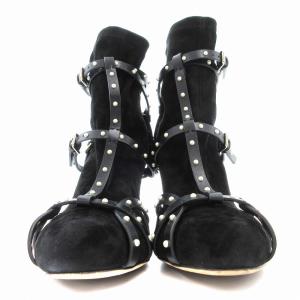 JIMMY CHOO BRIANNA ショートブーツ スタッズ ハイヒール 37.5 24.5?p 黒 ブラック /AE GY19