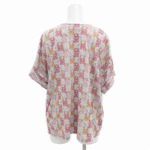 HERMES Tシャツ カットソー Vネック カシュクール 総柄 半袖 38 グレー /FF GY19