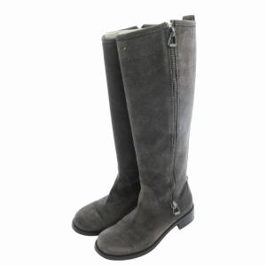 ロングブーツ シューズ サイドジップ スエード 36.5 23.5cm グレー /HO GY19