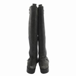 JIMMY CHOO ロングブーツ シューズ サイドジップ スエード 36.5 23.5cm グレー /HO GY19
