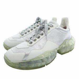 ダイヤモンド スニーカー シューズ 厚底 クリアソール 38.5 25.5cm 白 ホワイト シルバーカラー