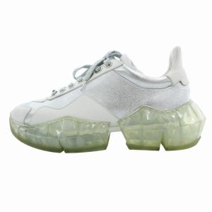 JIMMY CHOO ダイヤモンド スニーカー シューズ 厚底 クリアソール 38.5 25.5cm 白 ホワイト シルバーカラー