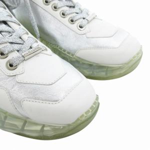 JIMMY CHOO ダイヤモンド スニーカー シューズ 厚底 クリアソール 38.5 25.5cm 白 ホワイト シルバーカラー