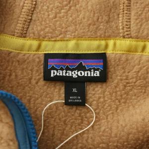 Patagonia レトロパイルプルオーバーパーカー 長袖 フリース フード ハーフジップ ロゴ XL ベージュ 青 ブルー