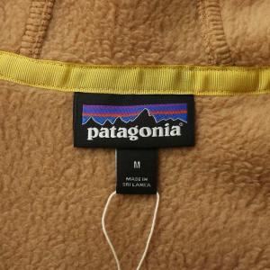 Patagonia レトロパイルプルオーバーパーカー 長袖 フリース フード ハーフジップ ロゴ M ベージュ 青 ブルー