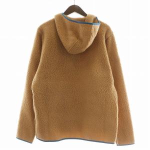 Patagonia レトロパイルプルオーバーパーカー 長袖 フリース フード ハーフジップ ロゴ S ベージュ 青 ブルー
