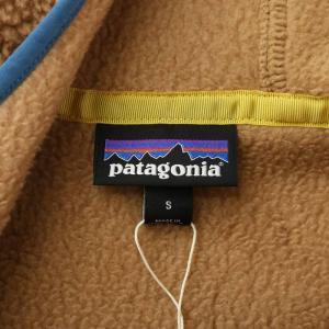 Patagonia レトロパイルプルオーバーパーカー 長袖 フリース フード ハーフジップ ロゴ S ベージュ 青 ブルー