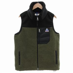 タグ付き BRAKEHEART II VEST フリースベスト ジップアップ ボア ロゴ M カーキ /FF2