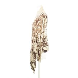 HYSTERIC GLAMOUR ニットカーディガン ショールカラー 長袖 ヘムライン 総柄 F 茶 ブラウン /AH21 GY19