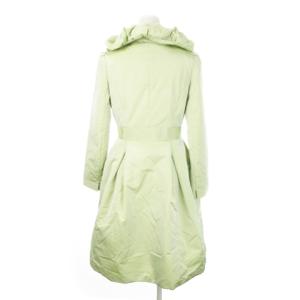 René TISSUE 中綿 ロングコート ショールカラー ギャザー タック グログラン 36 S 黄緑 グリーン