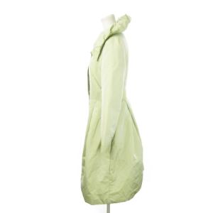René TISSUE 中綿 ロングコート ショールカラー ギャザー タック グログラン 36 S 黄緑 グリーン
