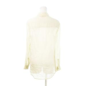 GUCCI シアーブラウス シャツ 長袖 シルク 絹混 透け感 比翼 36 S ベージュ /AH19 GY19