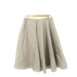 フレアスカート ミモレ ロング アシンメトリー コットン 小さいサイズ 34 XS グレー /AH2 GY19