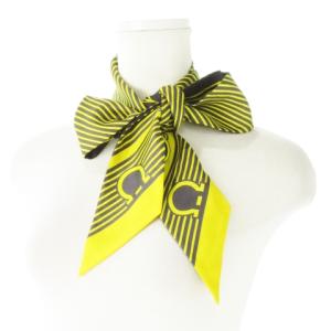 スカーフ リボンスカーフ 絹 シルク ストライプ ロゴ ガンチーニ 総柄 黄 イエロー /AO10 GY19