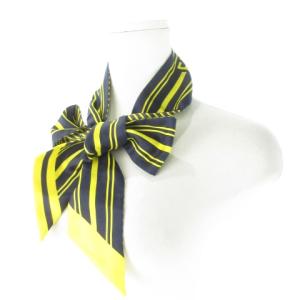 Salvatore Ferragamo スカーフ リボンスカーフ 絹 シルク ストライプ ロゴ ガンチーニ 総柄 黄 イエロー /AO10 GY19