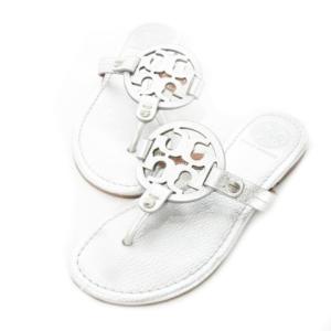 トングサンダル レザー 革 ハク ロゴ 5.5 22.5cm シルバーカラー /CK21 GY19