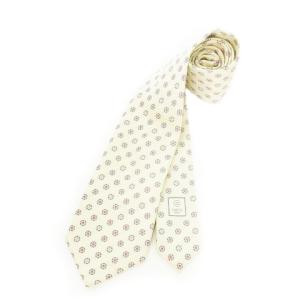 ネクタイ レギュラー シルク 絹 ロゴ ドット 総柄 ベージュ 青 ブルー /AH12 GY19