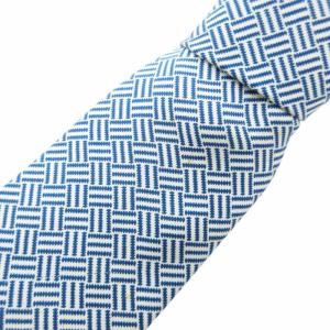 ネクタイ レギュラータイ 総柄 絹 シルク 青 白 ブルー ホワイト /HO AA GY19