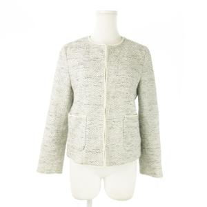 ミックスツイードノーカラージャケット S 白 ホワイト 1622-162-0657 /AO13 GY19