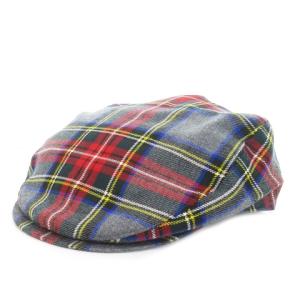 帽子 ハンチング ウール チェック 総柄 グレー /MN9 GY19