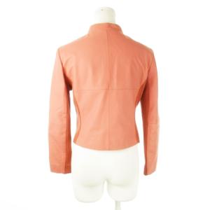 EPOCA ラムレザージャケット ライダース レザー 革 羊革 ダブル 比翼 リブニット切替 40 M ピンク /CK3