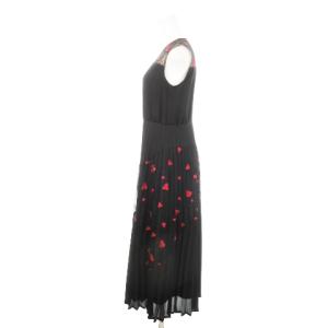 Diagram ロングワンピース ノースリーブ レース プリーツ ハート刺繍 36 S 黒 ブラック /AH8 GY19
