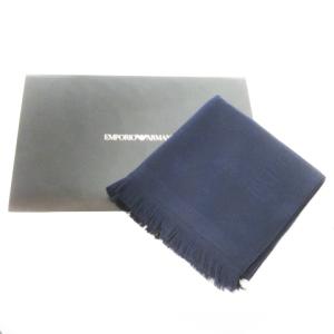 マフラー ウール フリンジ ロゴ 紺 ネイビー /AO11 GY19