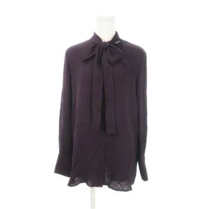 ブラウス シャツ ボウタイ 長袖 シルク 絹 大きいサイズ 42 XL 紫 パープル /AH18 GY19