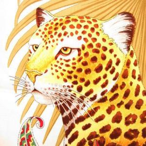 Salvatore Ferragamo スカーフ シルク 絹 大判 スクエア アニマル サバンナ ヒョウ柄 レオパード 総柄 赤 レッド /AH14
