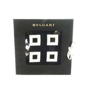 BVLGARI スカーフ シルク 絹 大判 スクエア ロゴ モノトーン 総柄 黒 ブラック 白 ホワイト /AH16 GY19