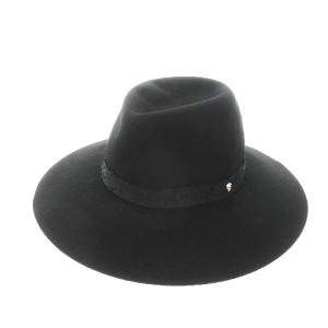 中折れハット ウール ネップリボン ONE ブラック