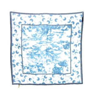 SPORTS ヴィンテージ スカーフ 大判 スクエア コットン 水玉 水彩 総柄 青 ブルー /AH15