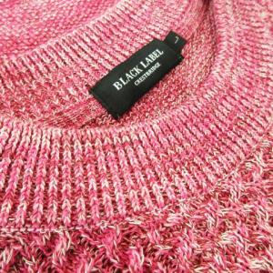 BLACK LABEL CRESTBRIDGE コットンニット セーター クルーネック 丸首 長袖 切替編み ミックス L ピンク /CK1 GY19