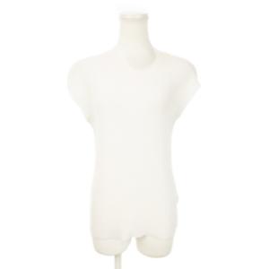 ワッフルカットソー ラウンドネック 半袖 フレンチスリーブ 薄手 透け感 白 ホワイト /MN17 GY19