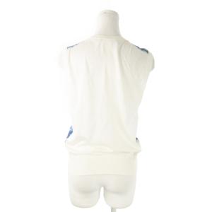 DOLCE&GABBANA シルクカットソー ラウンドネック ノースリーブ 絹 切替 花柄 ロゴ ハンガー付き 40 S 白 ホワイト